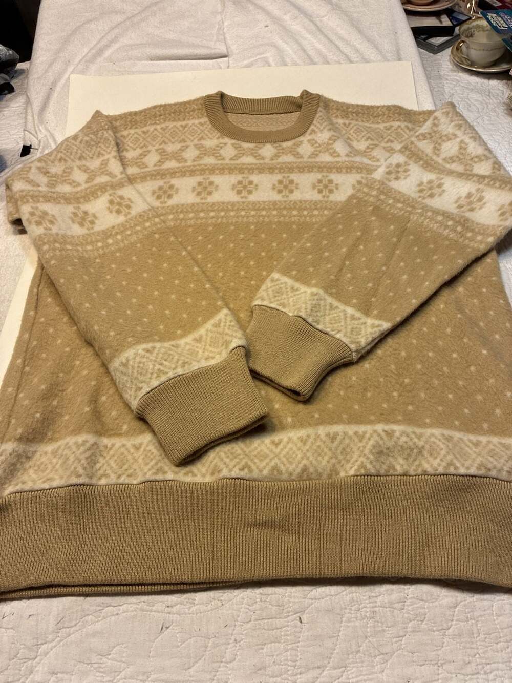 Fila Vintage Fair Isle Sweater Tan Wool Blend Made In Italy